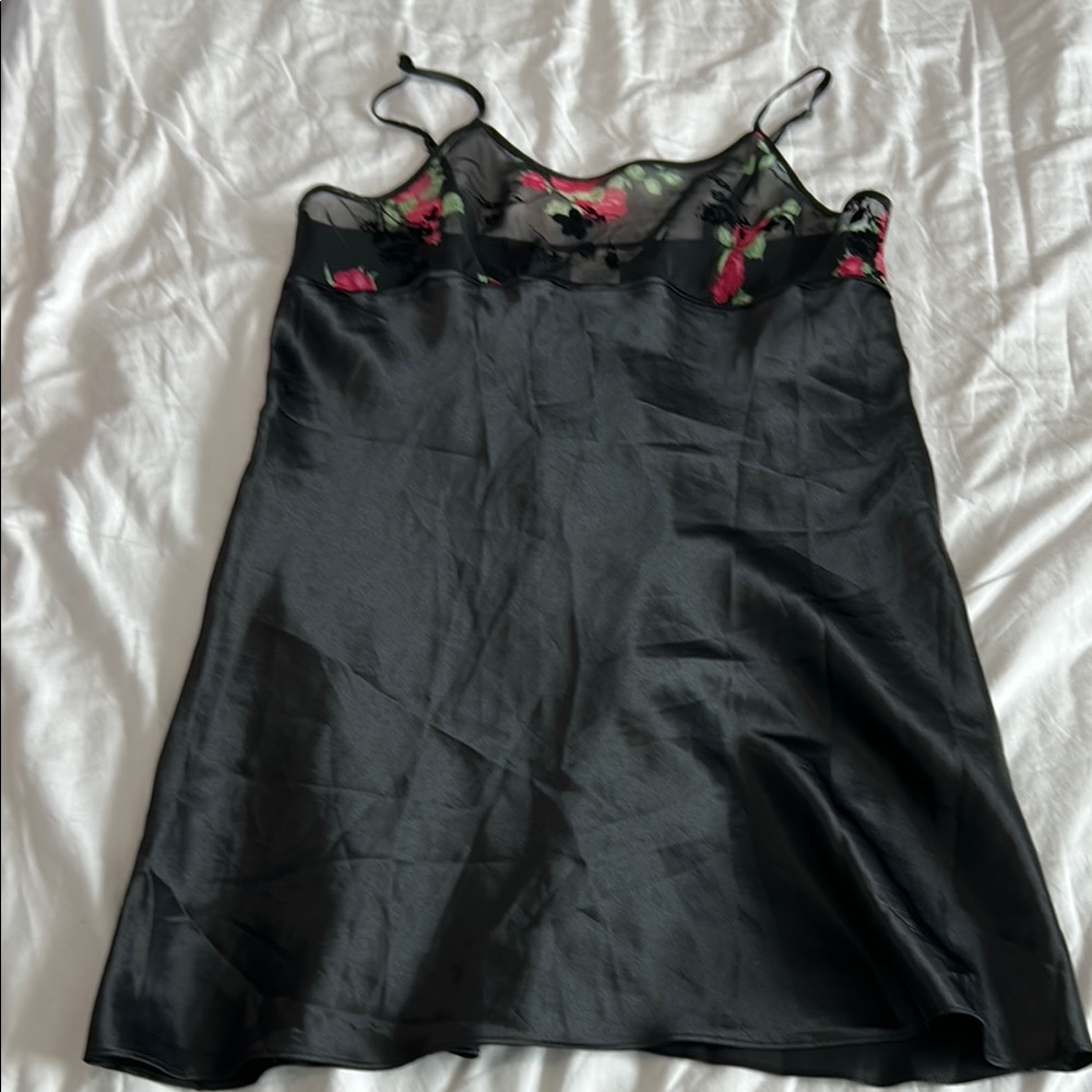 Y2K Black Floral Rose Lingerie Mini Slip Dress Women’s Size Medium - Picture 6 of 17